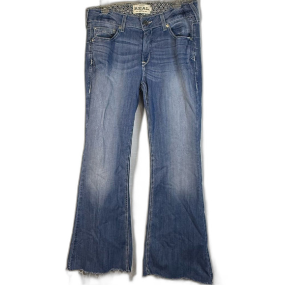 Ariat Real denim Flare Leg mid rise Jeans raw hem size 32 R - Picture 2 of 15